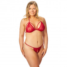 Nortie Friia Red Bra and Crotchless G-String Set Plus Size