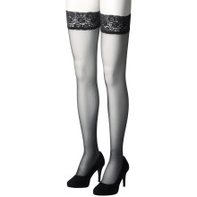 NORTIE Sage Hold-up Stockings with Lace Hem and Backseam
