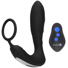 Ouch! Electro and Vibrating Butt Plug with Cock Ring