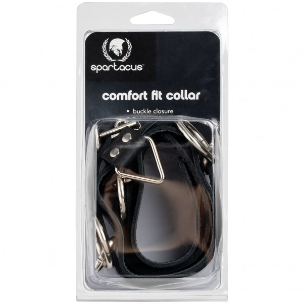 Spartacus Locking Collar Leather Collar with 3 Rings product packaging image 90