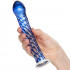 Icicles No 29 Blue Glass Dildo  product held in hand 50