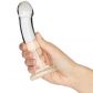 Spartacus Blown Transparent Glass Dildo product held in hand 50